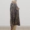 Women Spring Fall Coat Fake Chest Pocket Turn-down Collar Single-breasted Leopard Print Long Sleeves Mid Length Daily Wear Jacket