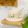 Smiley face cup and saucer set Office coffee cup Girls afternoon tea drinking water ceramic cup
