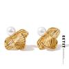 New Arrivals Stainless Steel Simulated Pearls Flower Stud Earrings Prevent Allergy Korean Attractive Women Quality Jewelry