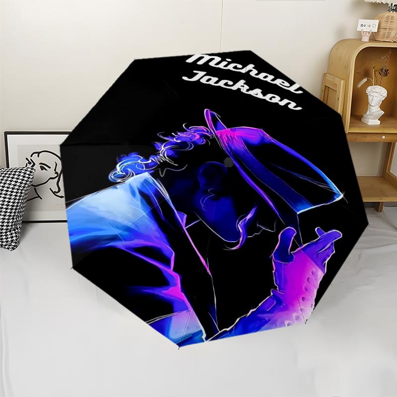 Michael Jackson Print Automatic Umbrella, 8 Rib Iron Frame, Plastic Handle, Suitable for Outdoor Travel &Daily , Ideal Gift
