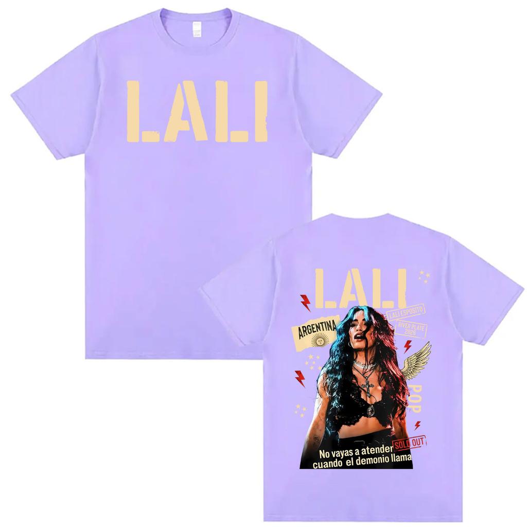 Singer Lali Esposito LA QUE LE GANA AL TIEMPO 2026 Tour Tshirt Retro Fashion Oversized T Shirt Unisex Women Cotton Casual Tshirts