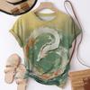 Summer Fish Koi 3D Print T-shirts Women Streetwear Casual Fashion Harajuku Y2k Short Sleeve T Shirt O-neck Tees Tops Clothing