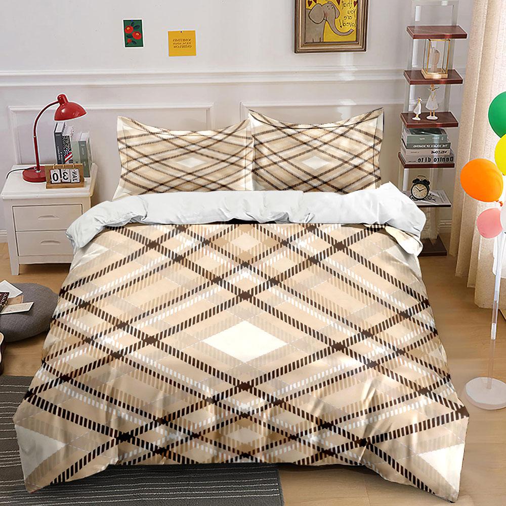 Crisscrossed brown diamond pattern. Bedding sets Duvet cover sets Duvet covers Pillowcases(1 * Duvet Cover 2 * Pillowcases, without duvet insert)