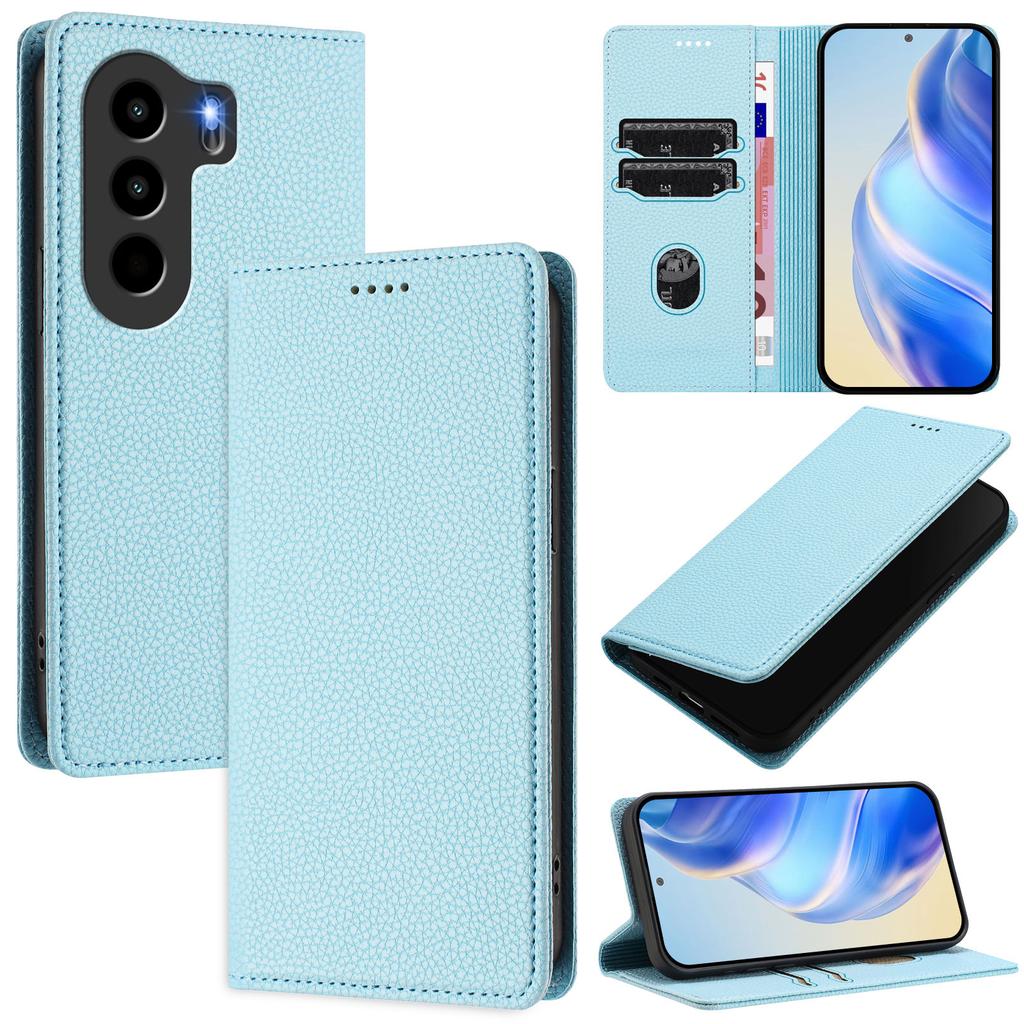 For itel Power 70 4G Wallet Case RFID Blocking Litchi Texture Leather Mobile Cover