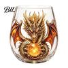 Decorative Glass for Party Dragon Pattern Water Cup, Lead-free Drinking Glass, Mythical Creature Themed Gift Fantasy Fans Home Office Drinkware