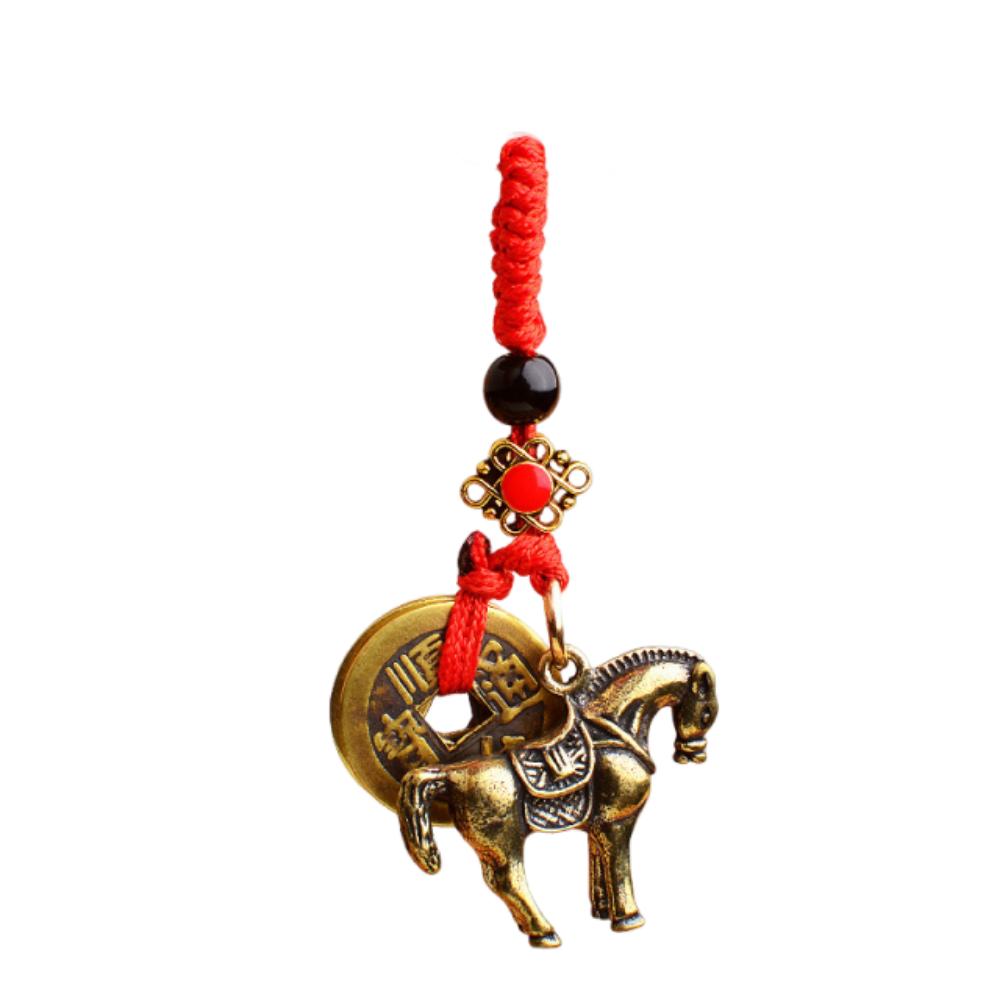 2Pcs Brass Material Five Emperors Money Keychain Fengshui Pendant Personal Accessories