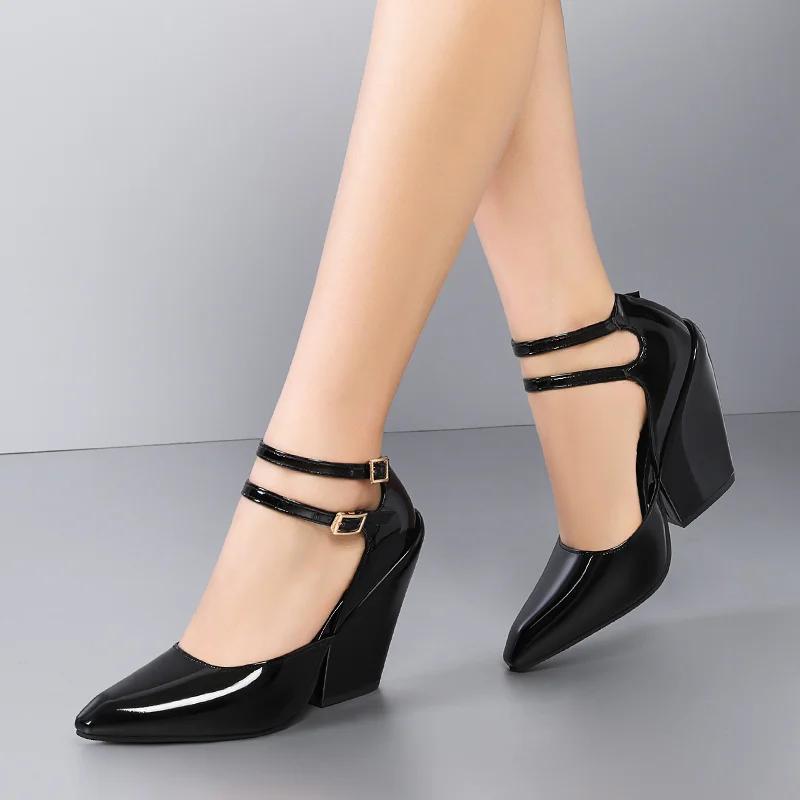2024 Весна Новая мода танкетка женская обувь неглубокий носок острый нос повседневная универсальная элегантная горячая распродажа высокие каблуки женская обувь