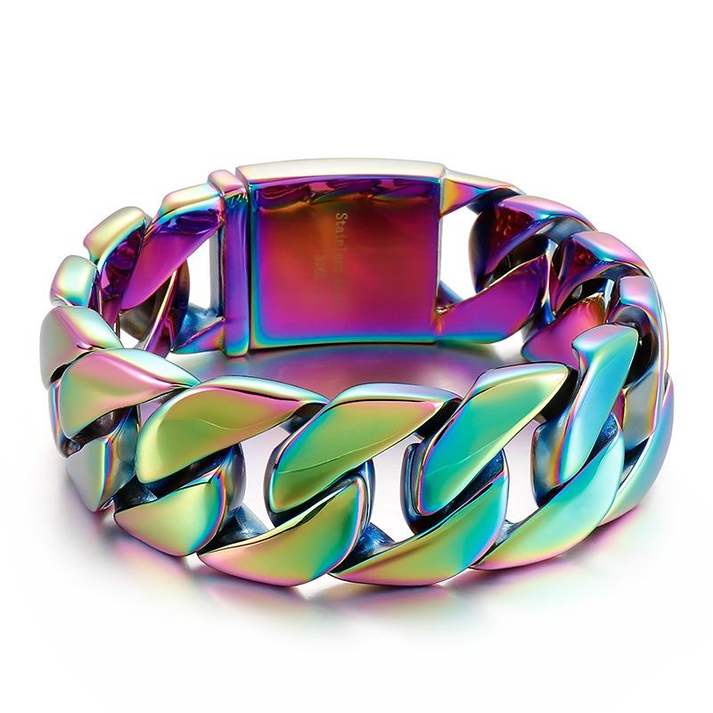 Мужской браслет из титановой стали с покрытием из золота 18 карат в стиле хип-хоп