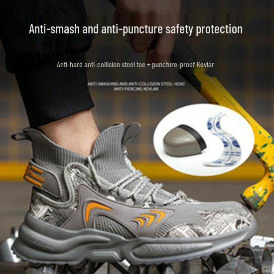 Мужская дышащая нескользящая защитная обувь - спортивная обувь с защитой от ударов и проколов