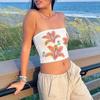 Summer Beach Sexy Off Shoulder Tube Top Ladies Party Flower Print Crop Tops Hot Girls Street Bodycon Sleeveless Underwear Holiday Strapless Tight Top