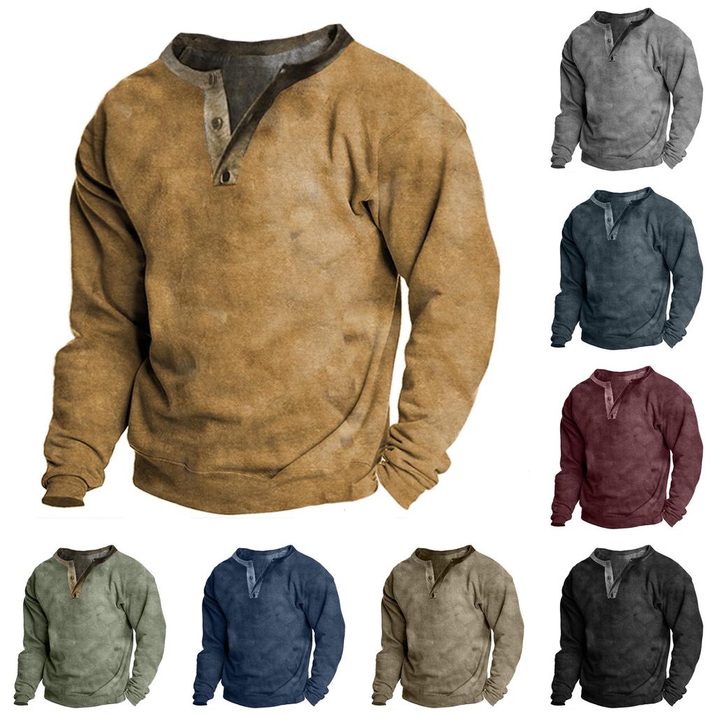 Мужская уличная винтажная модная спортивная футболка с v-образным вырезом и длинным рукавом