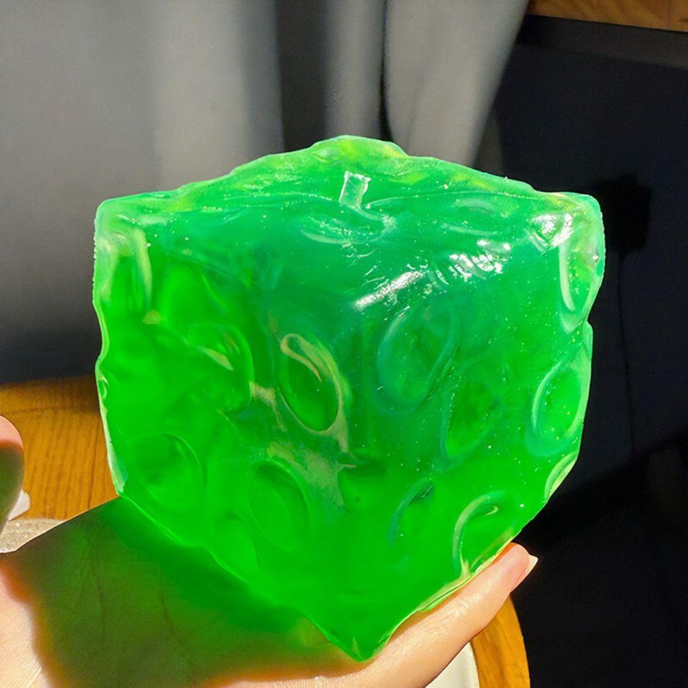 Super Soft Cheese Cube Ball Coconut Oil Sensory Fidget Ball Transparent Cheese Squishy Toy Office