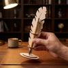 Creative Retro Wooden Quill Pen Holder Funny Unique Gifts Calligraphy Stand Handmade School Stationery Household
