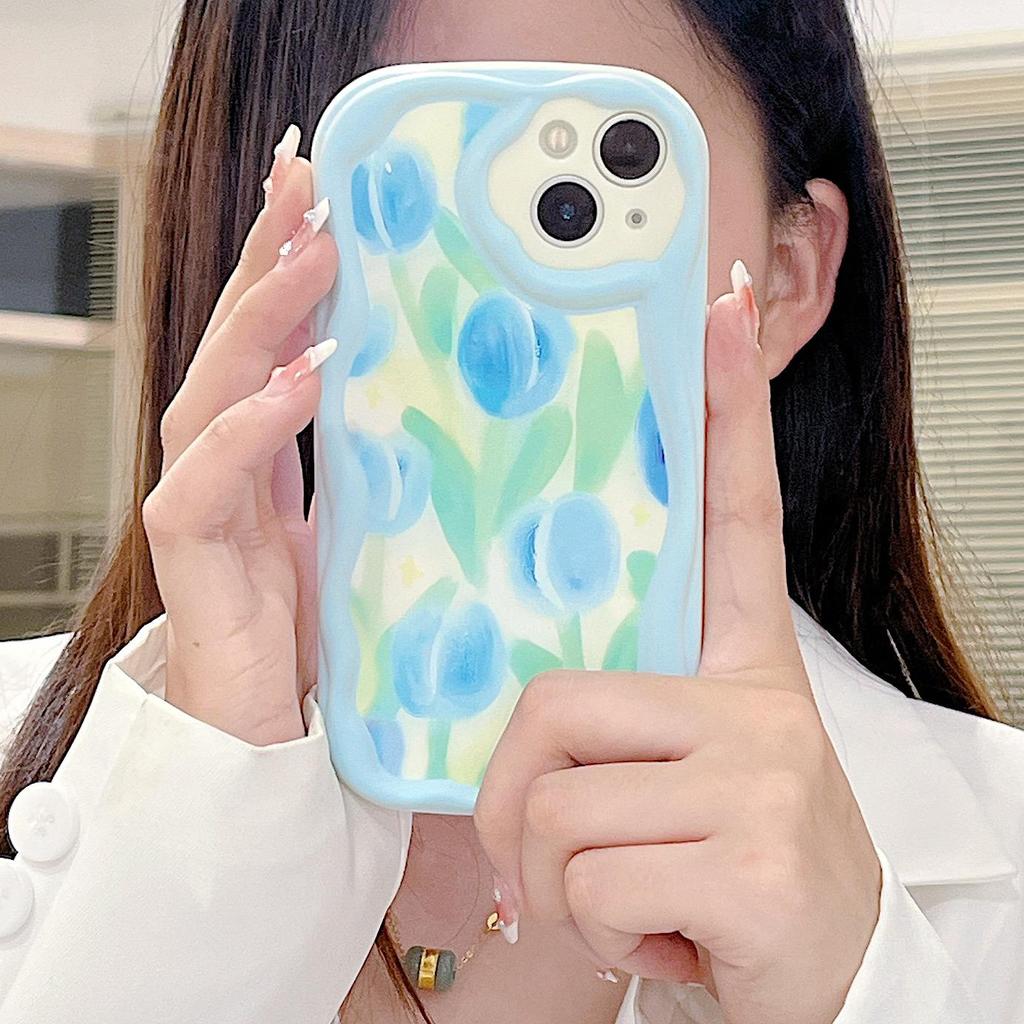 Cute Silicone Case for Tecno Spark 10C Xiaomi Redmi Note 12 11 iPhone 15 14 13 Samsung A54 A34 Funda Painted Cartoon Tulip Heart Cover Soft TPU Bumper