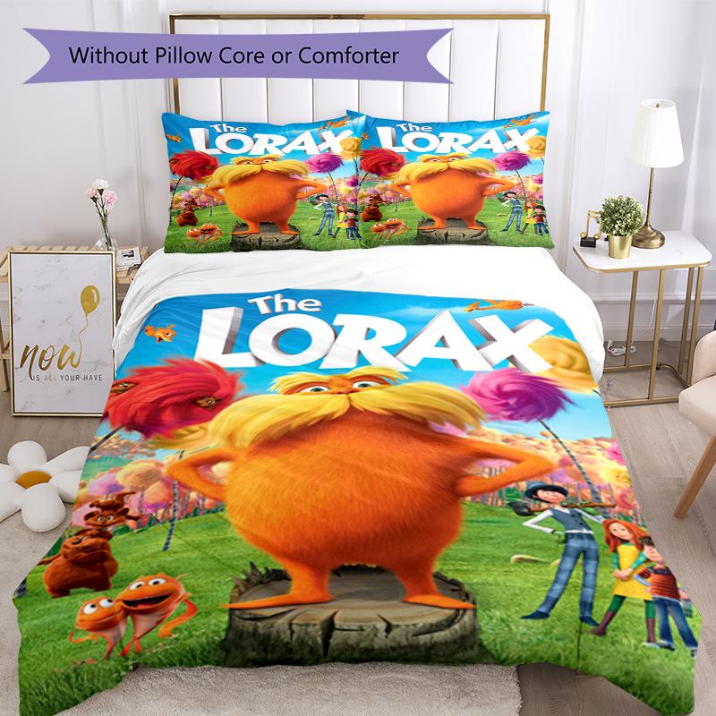 3pcs The Lorax Bedding Set Duvet Cover Closure Includes 1 Duvet Cover & 2 Pillowcases, Soft and Comfortable for All Seasons.