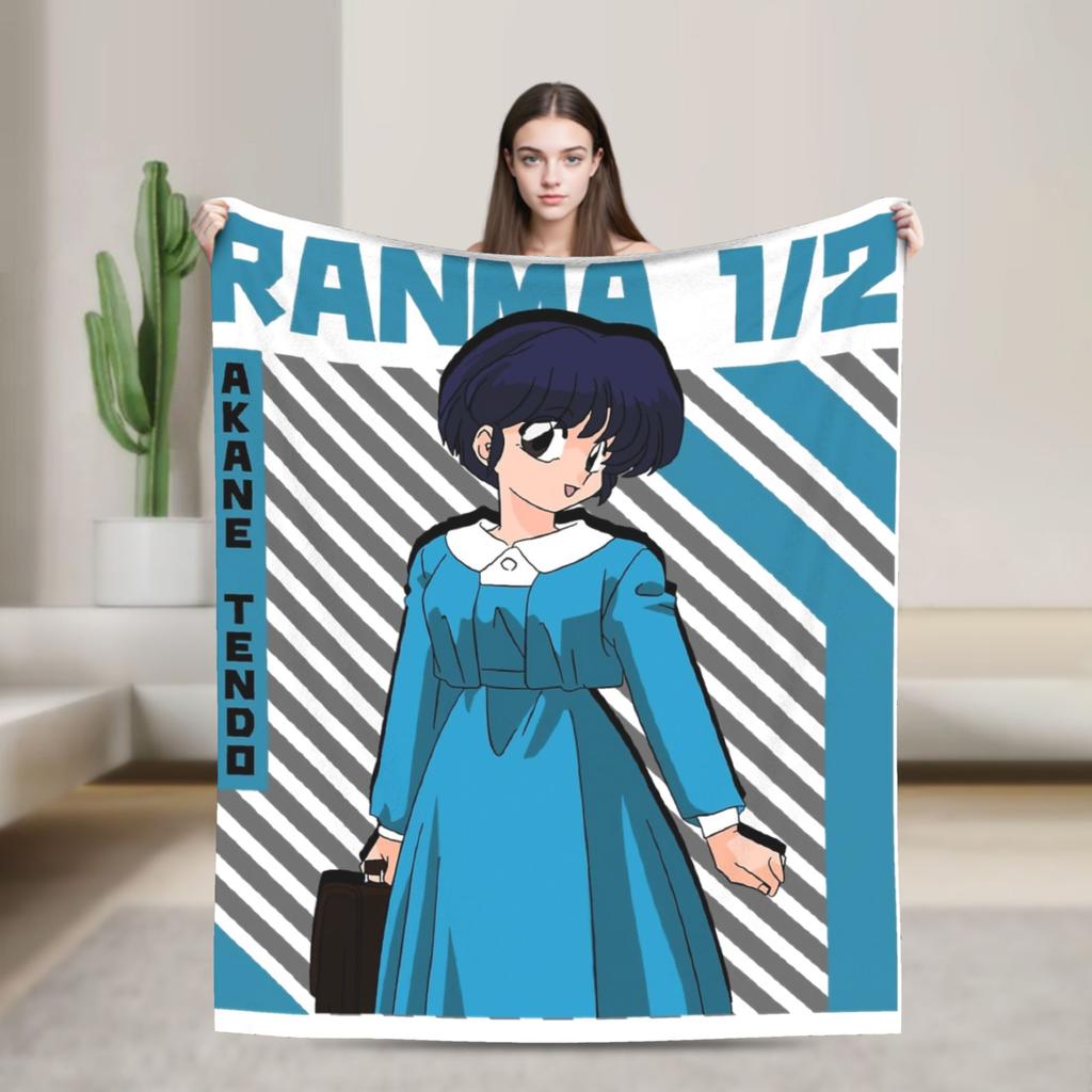 Akane Tendo Ranma 1/2 Blanket Flannel Textile Decor Multifunction Warm Throw Blankets for Sofa Bedroom Plush Thin Quilt