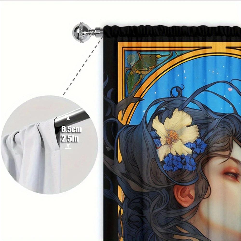 Goddess of Sun and Moon Printed Curtain for Home Decor - Rod Pocket Window Treatment for Bedroom, Kitchen, Living Room