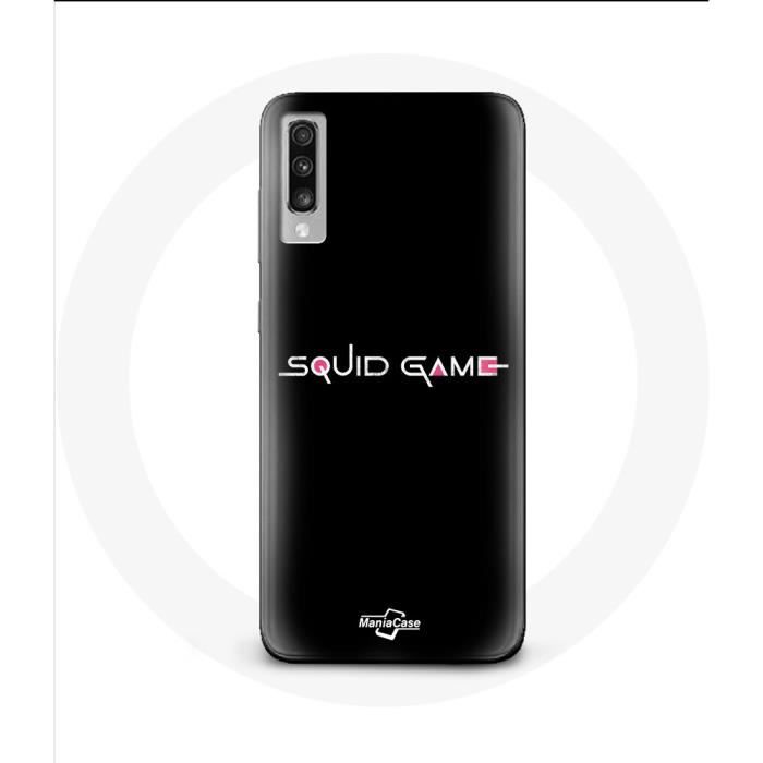 Coque pour Samsung Galaxy A70 Squid Game logo Fond Noir