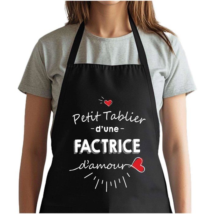 Tablier de cuisine - Fabienne d'amour - Noir - Coton résistant - Impression bretonne