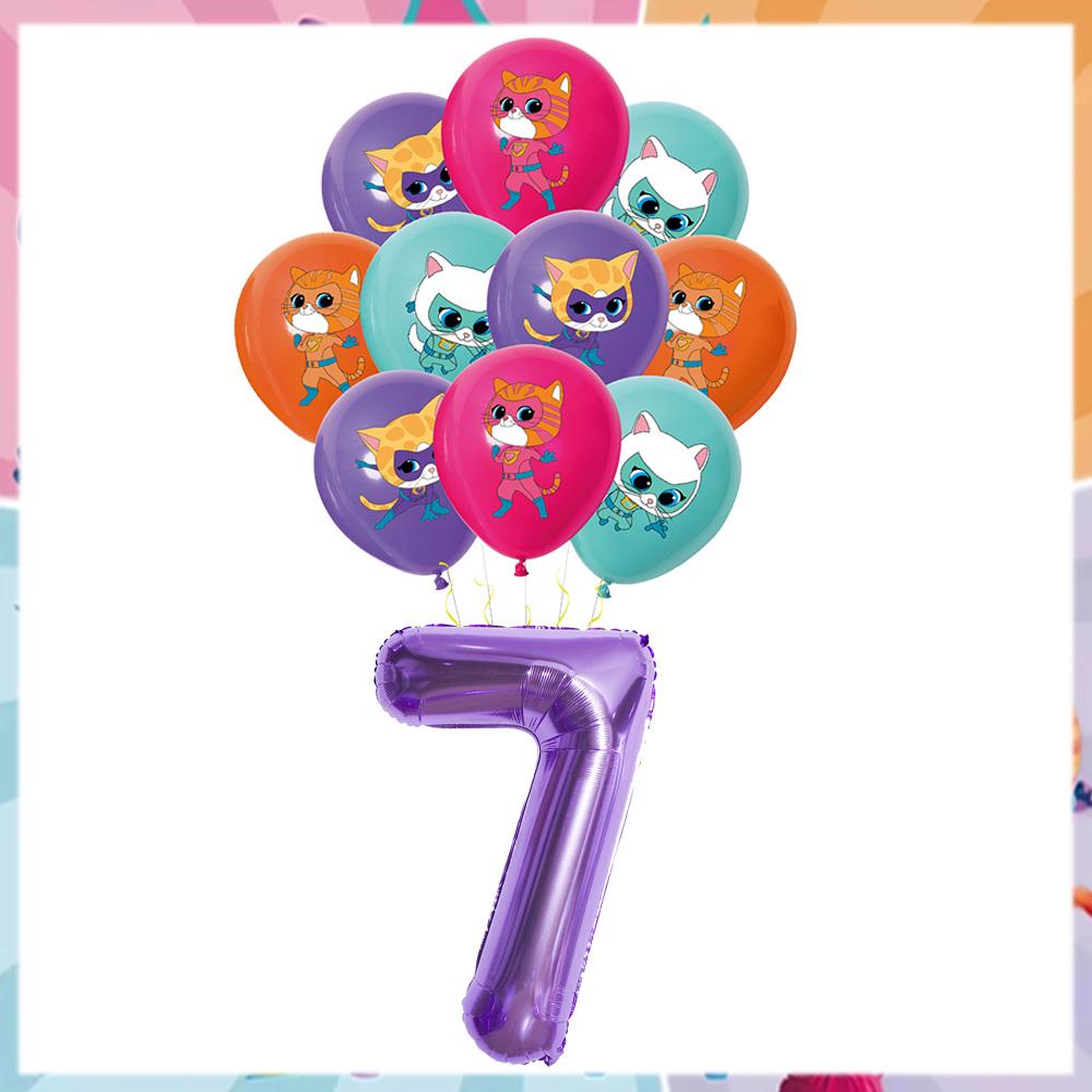 Superkitties Birthday Balloons Party Decorations Napkins Cake Topper Party Supplies Baby Shower Child Birthday Party Favors