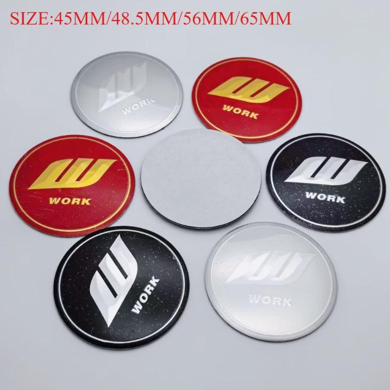 4pcs/Set 45mm 48.5mm 56mm 65mm W Work Logo Emblem Badge Car Stickers Car Wheel Center Caps Rim Hub Cover Hubcap Car Accessories
