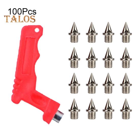 100 Pcs Track Spikes Carbon Steel Track And Cross Country Shoe Spikes with Spike Wrench for Sprinting Sports Running Shoes
