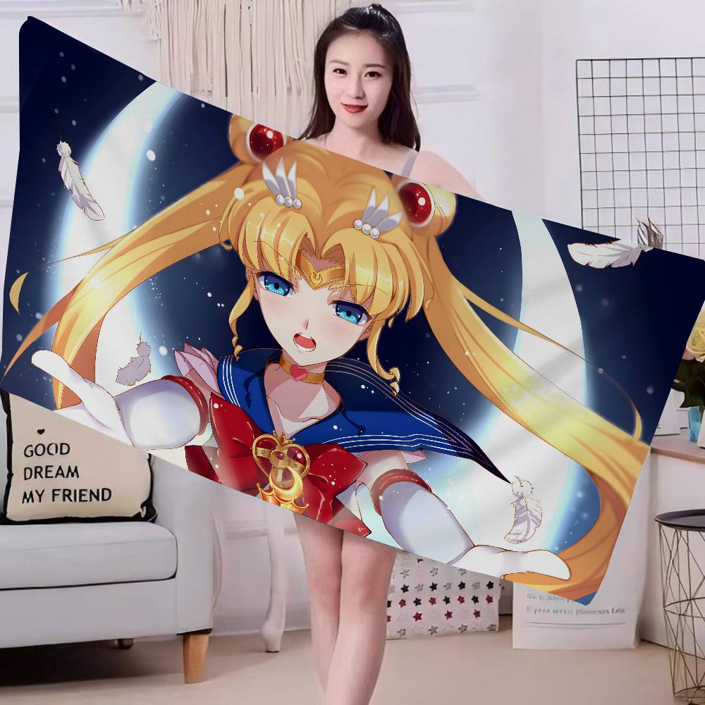 S-Sailor M-Moon Микрофибровое одеяло Быстросохнущие пляжные полотенца Большой размер Печать Супервпитывающее полотенце-одеяло для бассейна
