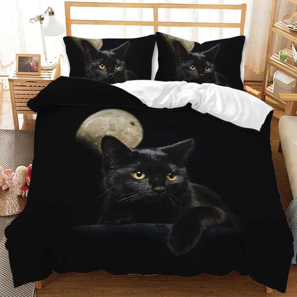 Cat Duvet Cover Cats and Dogs Play Christmas Animal Pet Bedding Set for Kids Teens Double Queen King Size Polyester Qulit Cover