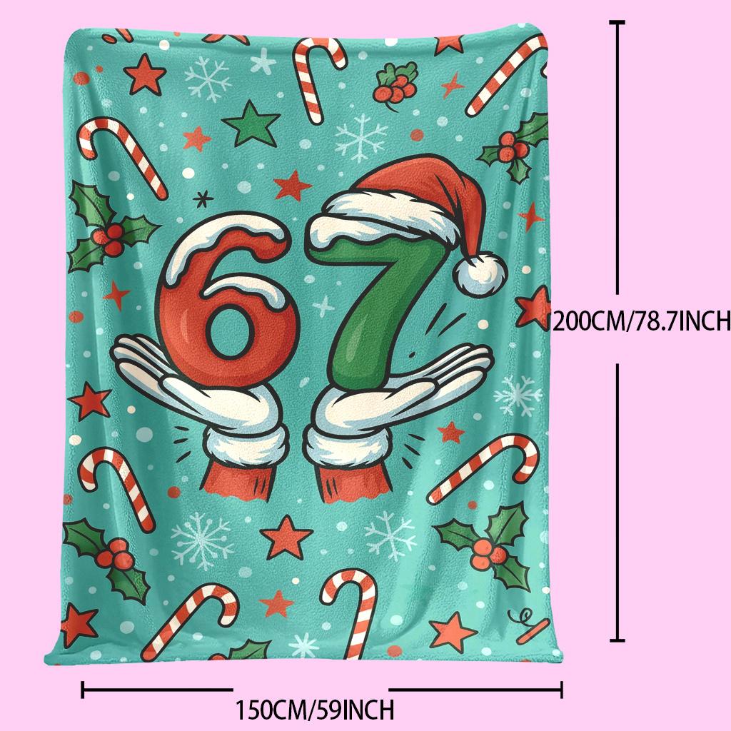 Retro-style 67 number printed soft and warm blanket - suitable for Christmas gifts, camping, traveling, car use, and office use