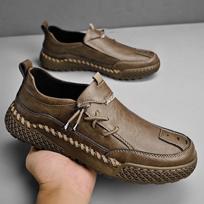 Мужская кожаная обувь, повседневная уличная обувь ручной работы