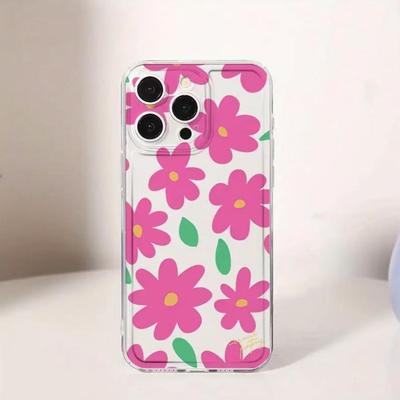 Розовый Цветочный Чехол для iPhone 17 Pro Max, 16 Pro, 16e, 15 Air, 14 - Мягкий Чехол