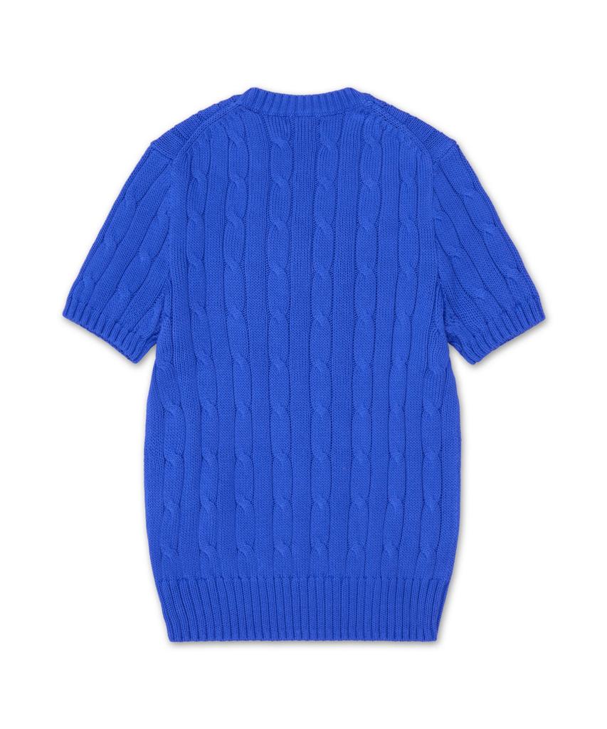 POLO RALPH LAUREN Cable Knit Cotton Short Sleeve Sweater - Blue