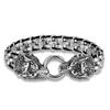 Wolf Head Bracelets Men's Stainless Steel Chain Charm Leather Punk Biker Jewelry Rock Viking Wristband Fashion Accessories Gifts