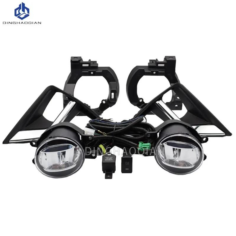 1 Set Led Fog Lights Headlight for Toyota Prado FJ150 LC150 2018 2019 2020 FogLamp Cover Grill Bezel Front Bumper Fog Light