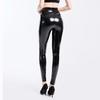SCIONE High Waist Leggings Sexy High Waist Latex Bright Leather Plus Size Women's Trousers