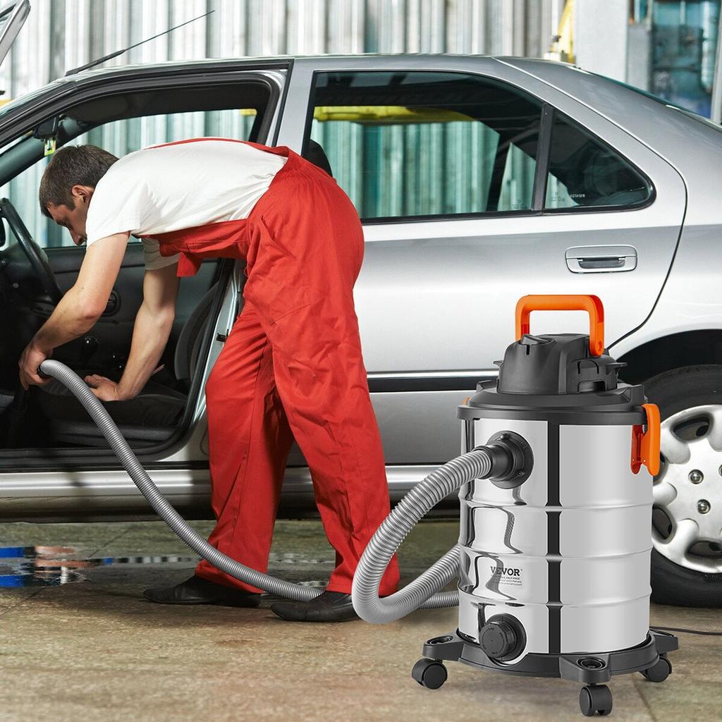 Wet/Dry Shop Vacuum Vac 30L 6 Peak HP w/ Nozzle Stainless Steel Silver