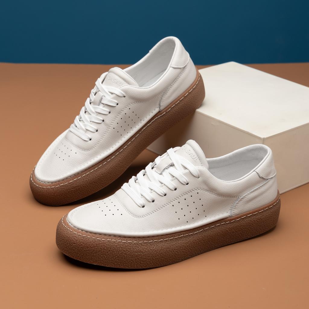 2025 прямая поставка европейская станция весна и лето новая мягкая коровья кожа дышащая британский ретро повседневная мужская обувь универсальные кеды