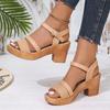 Women's Braided Chunky Heel Sandals Summer 2025 Ankle Strap Platform Gladiator Sandals Woman Fashion Woven High Heeled Sandalias