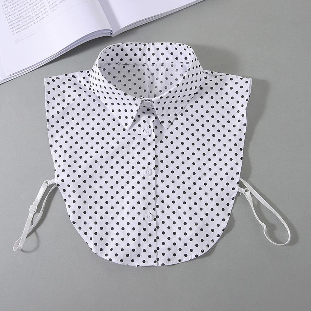 Classic Dots Front Tie White Fake Collar For Women Stand Detachable Collar Fake Half Shirt Blouse Girls Vintage False Collar New