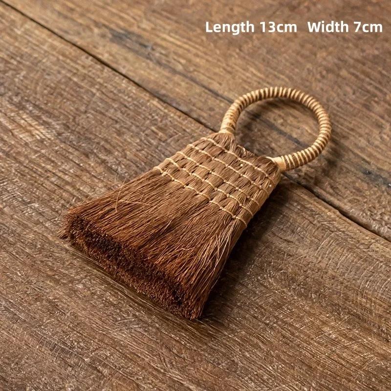 Ретро Ручная работа Коричневая Щетка для чая из волос Чайный набор Чистящая щетка Инструмент для чистки из растительного волокна Щетка для чистки подноса Кунг-фу Чайные аксессуары