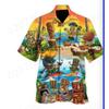 2026 Mens Loose Breathable 3D Print Hawaiian Short Sleeve Shirt Fashion Collared Casual Top