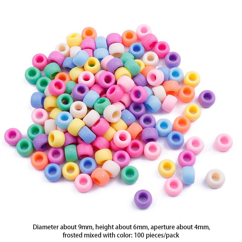 100Pcs Mix Colour Pony Beads Large Hole Barrel Beads Straight Hole Beads For Diy Handmade Beads Jewelry