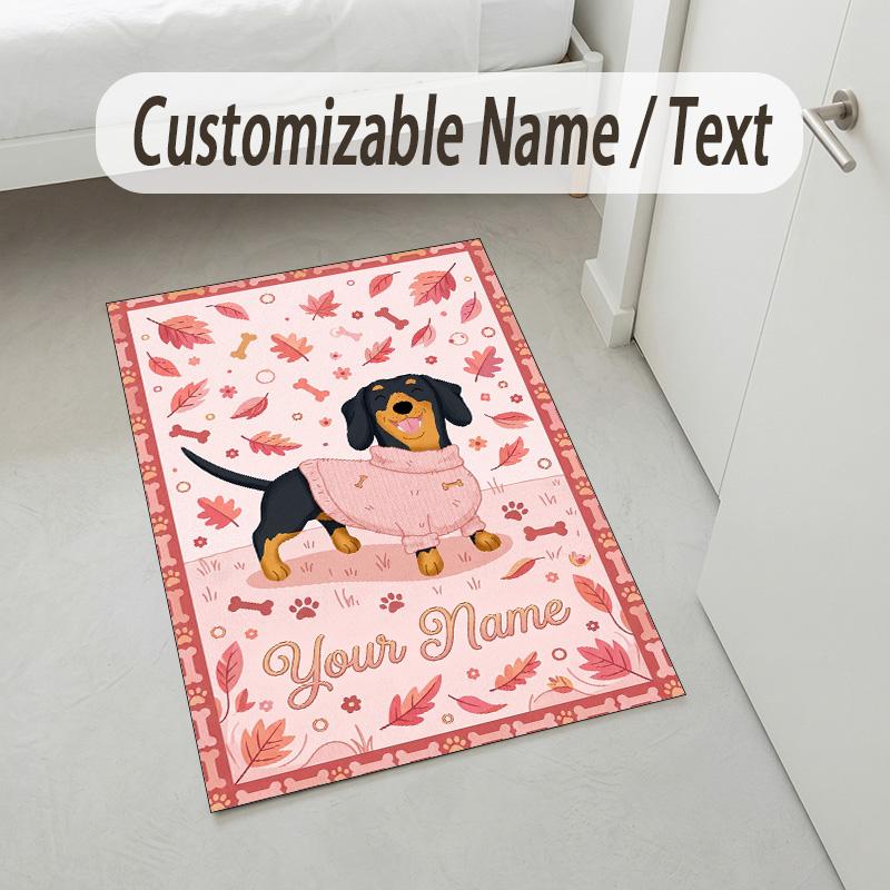 Autumn Harvest Festival Theme Soft Crystal Velvet Rug Custom Name & Text Print Non Slip Floor Rug for Bedroom Living Room