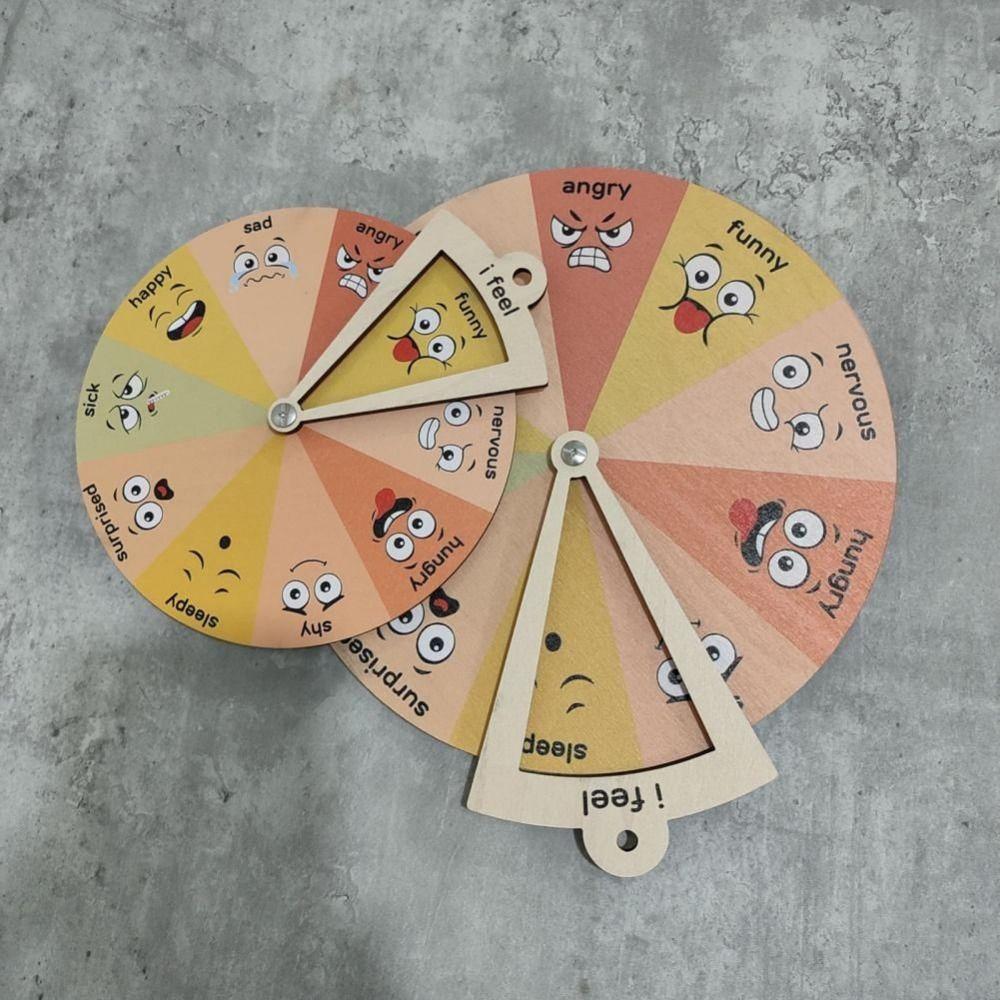 Portable Cartoon Expression Spinner Wheel Feelings Chart Ornaments Emotional Learning Toy