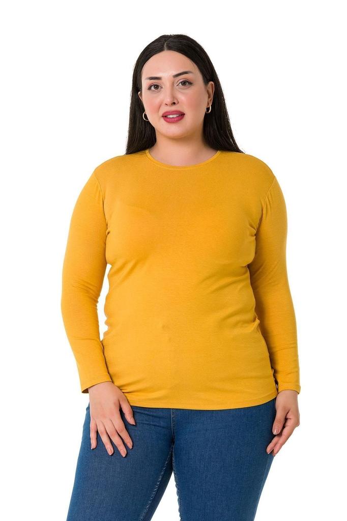 Women's Style Big Size Body Plus Size Crew Neck Long Sleeve Viscose Black Body