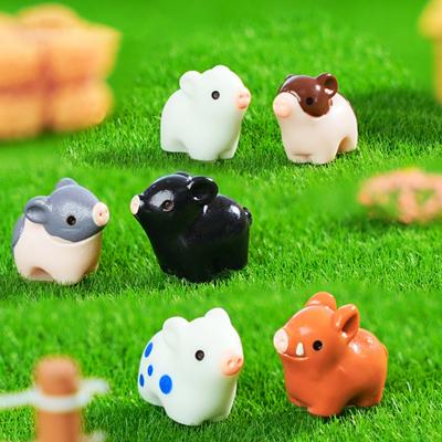 6 шт. Мини-фигурка свиньи из смолы Миниатюрная свинья Украшение для кашпо Декор Мультфильм