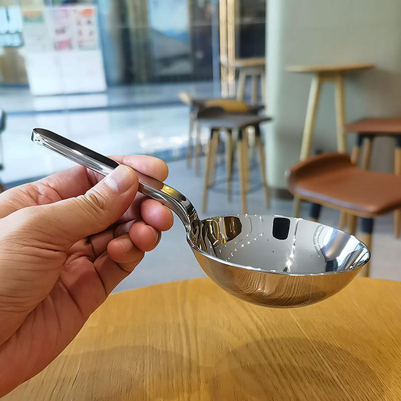 Kitchen Tableware 304 Stainless Steel Short Handle Large Round Spoon Big Head Soup Spoon Dividing Spoon Rice Noodle Spoon