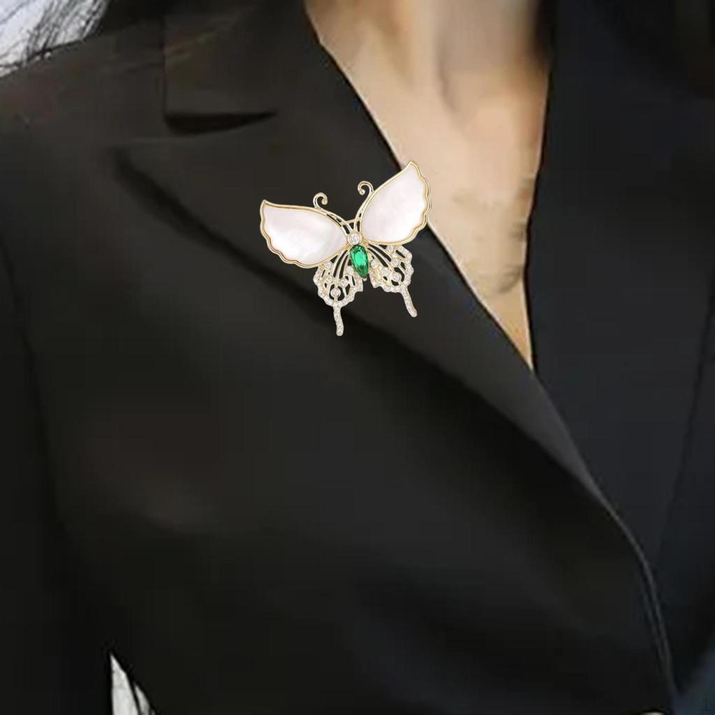 Butterfly Brooch Pin Rhinestone Decoration Badge Animal Lapel for Tuxedo Men
