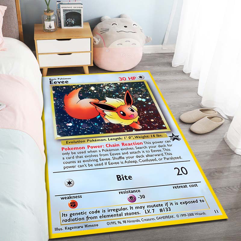 3D P0kemon Eevee Clan Cards Pattern Printed Carpets Living Room Bedroom Sofa Floor Mat Modern Large Area Decorative Rugs Gifts