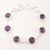 Natural Amethyst Gemstone 925 Sterling Silver Jewelry Round Stone Bracelet 9" RB-9-3